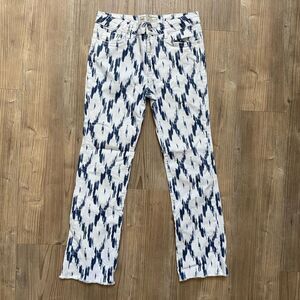 Free People - Women Jeans Indigo Skies Pattern Cotton Crop Casual - Size 26R